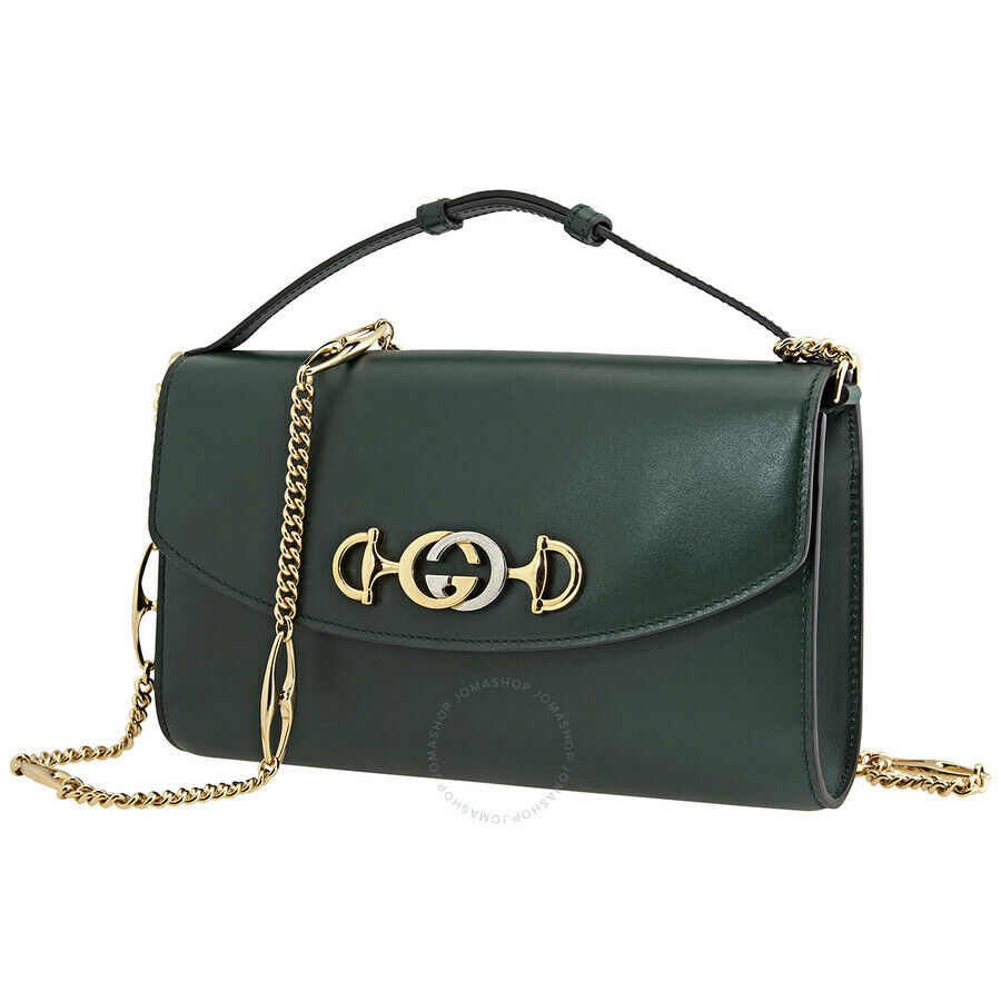 Gucci Zumi Shoulder Bag Vintage Mini Green Handbag Leather Italy New
