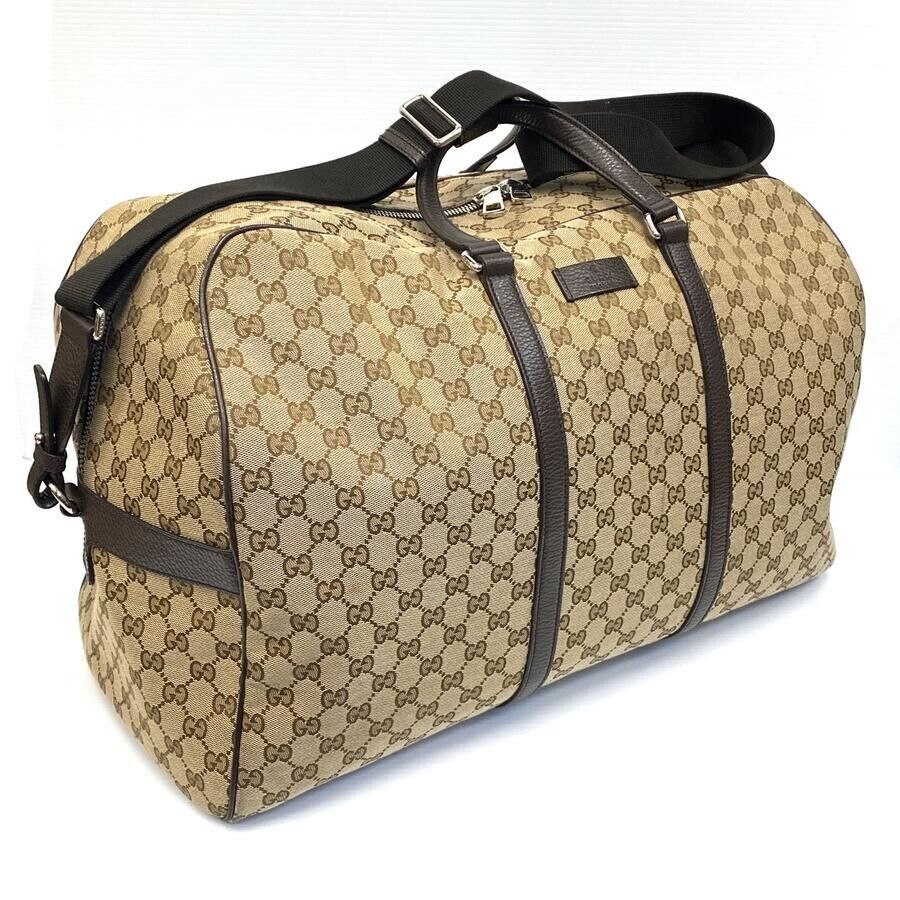 Gucci Duffle Brown Signature Guccissima Large Canvas Leather Travel 610105 NEW