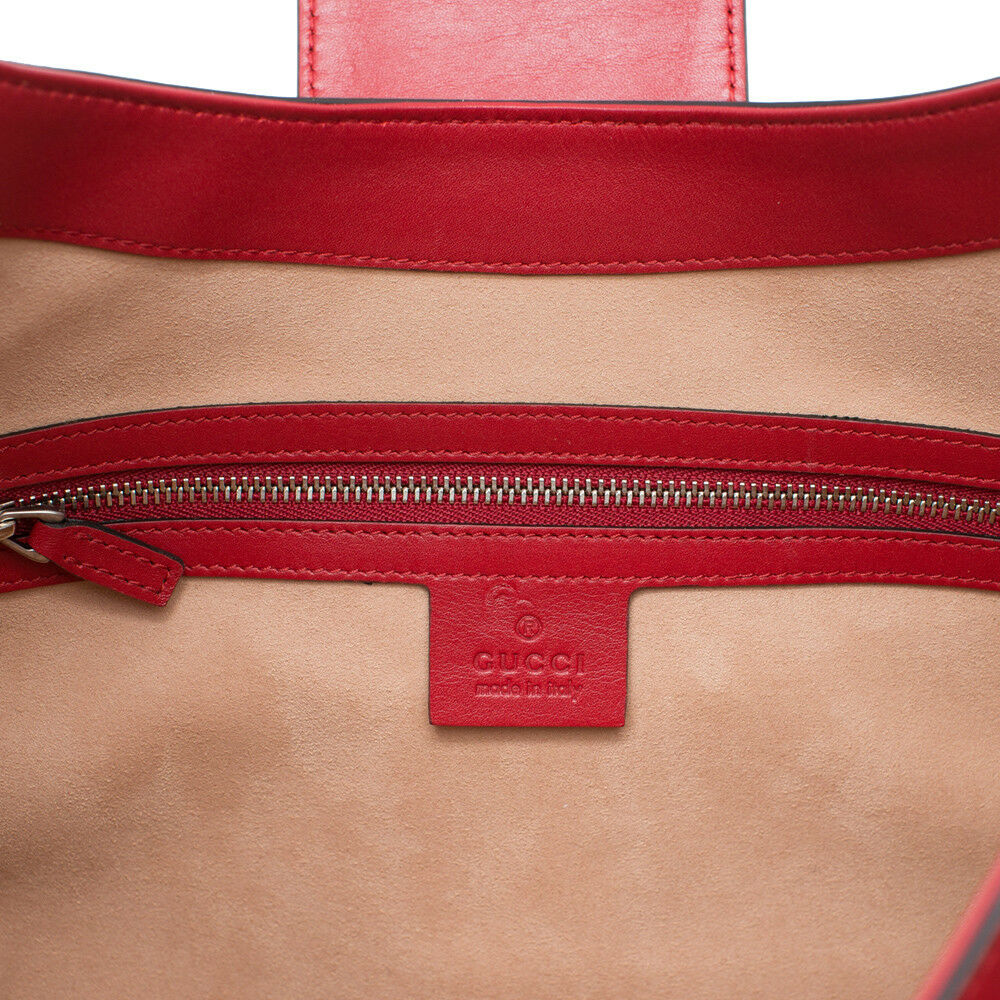 Gucci Red Dionysus Embroidery Cherry Blossoms Leather Shoulder Bag Medium Hobo Handbag New