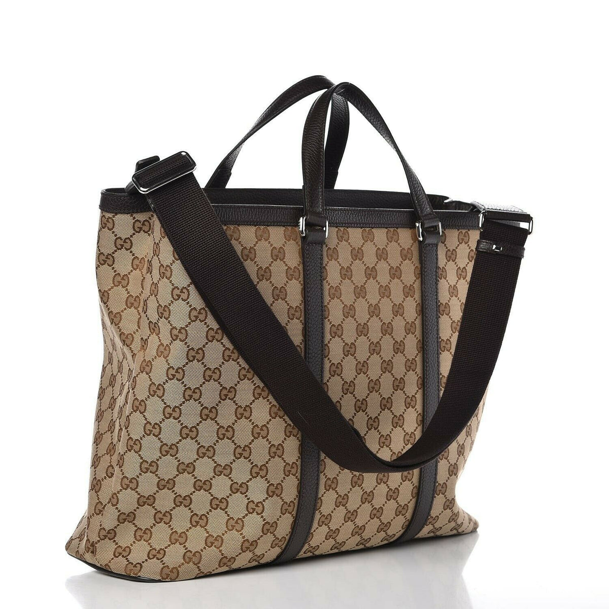 Gucci Duffle Brown Signature Guccissima Large Canvas Leather Travel New