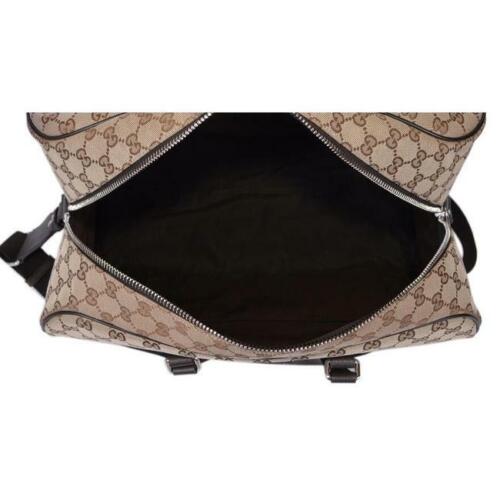 Gucci Duffle Brown Signature Guccissima Large Canvas Leather Travel 610105 NEW