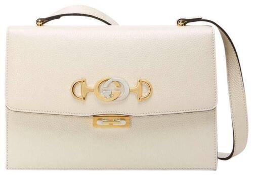 Gucci Mystic White Zumi Shoulder Bag Small Handbag Gold Strap Italy  New