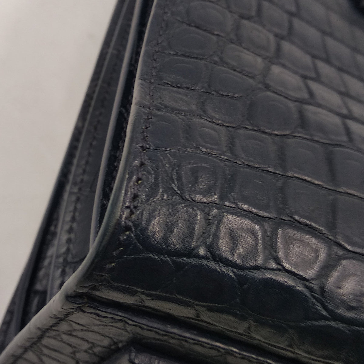 Baby Sac De Jour Souple Crocodile Embossed Navy
