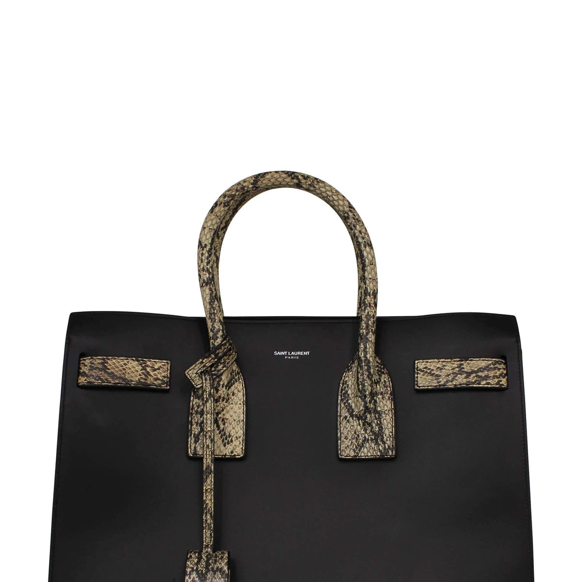 Classic Small Sac De Jour Python-Trimmed Black