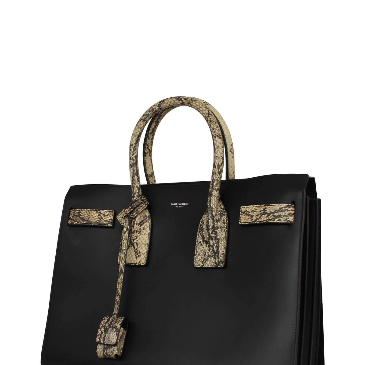 Classic Small Sac De Jour Python-Trimmed Black