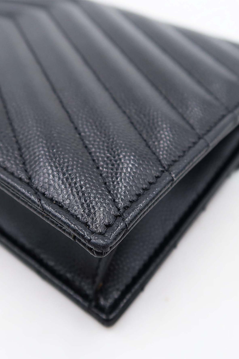 Envelope Chain Wallet  with Gold Hardware Black