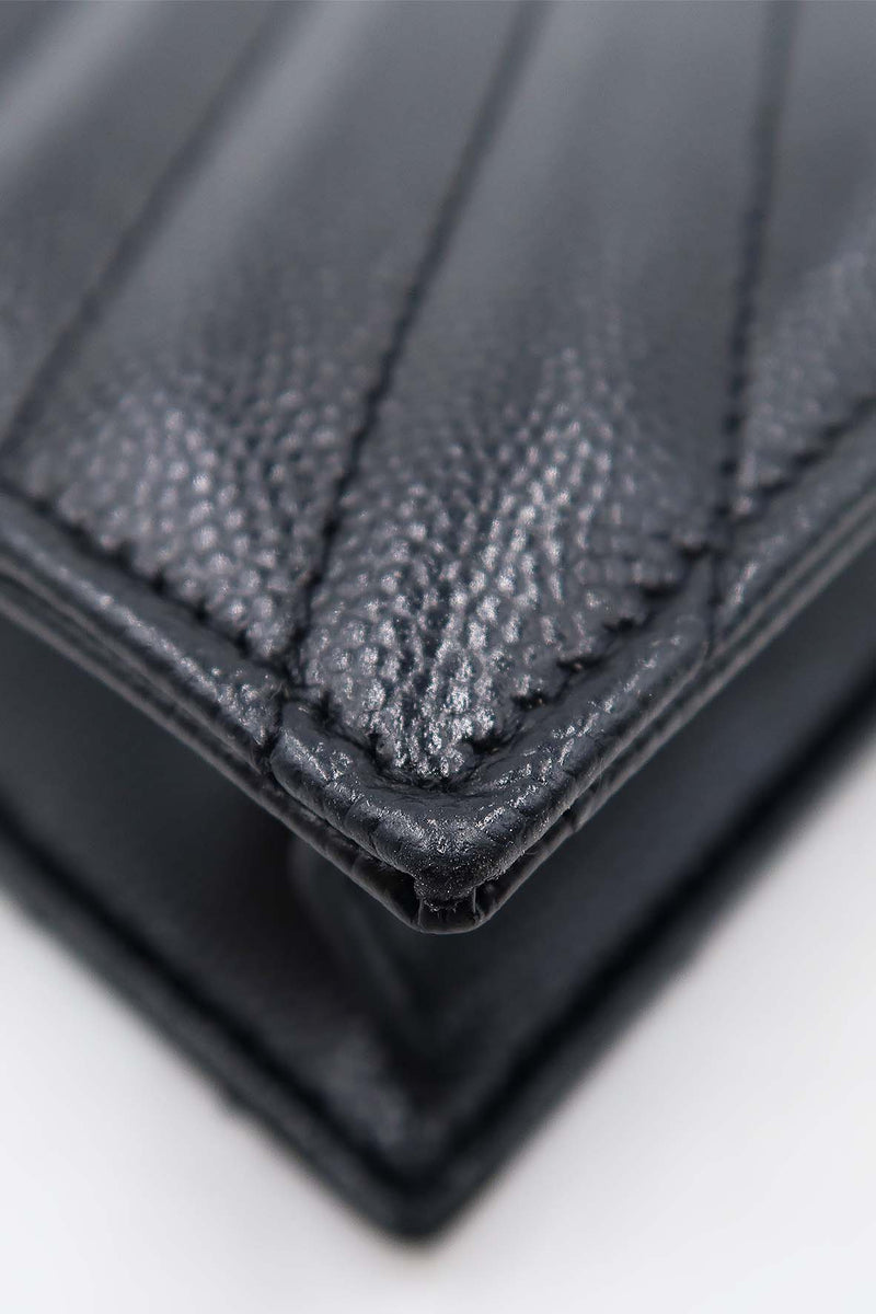 Envelope Chain Wallet  with Gold Hardware Black