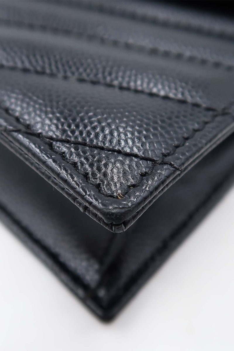 Envelope Chain Wallet  with Gold Hardware Black
