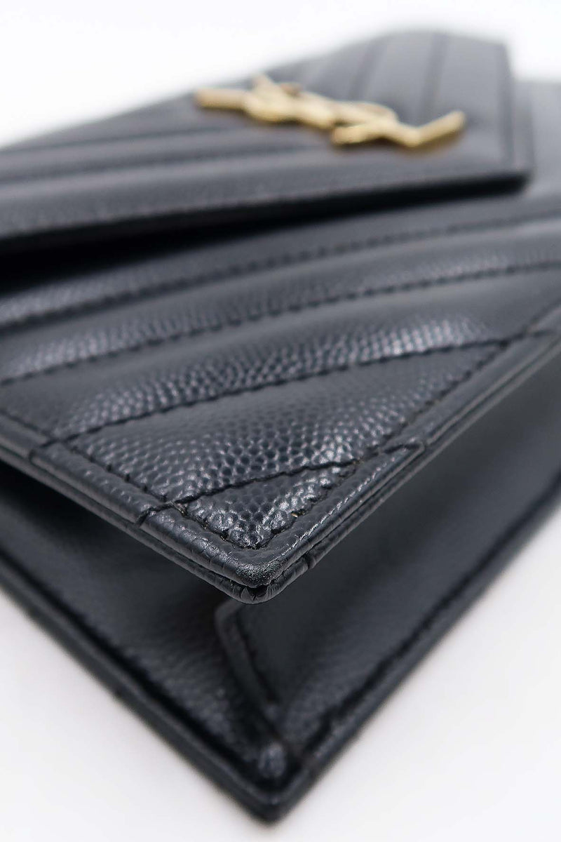Envelope Chain Wallet  with Gold Hardware Black