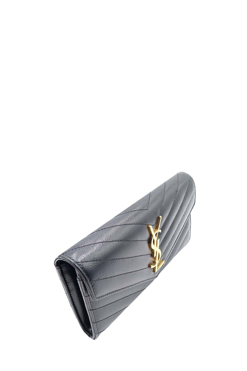 Large Cassander Matelasse Flap Wallet Black