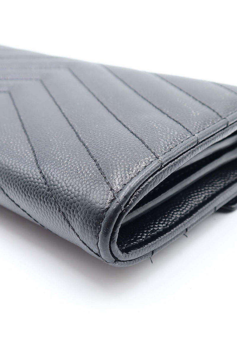 Large Cassander Matelasse Flap Wallet Black