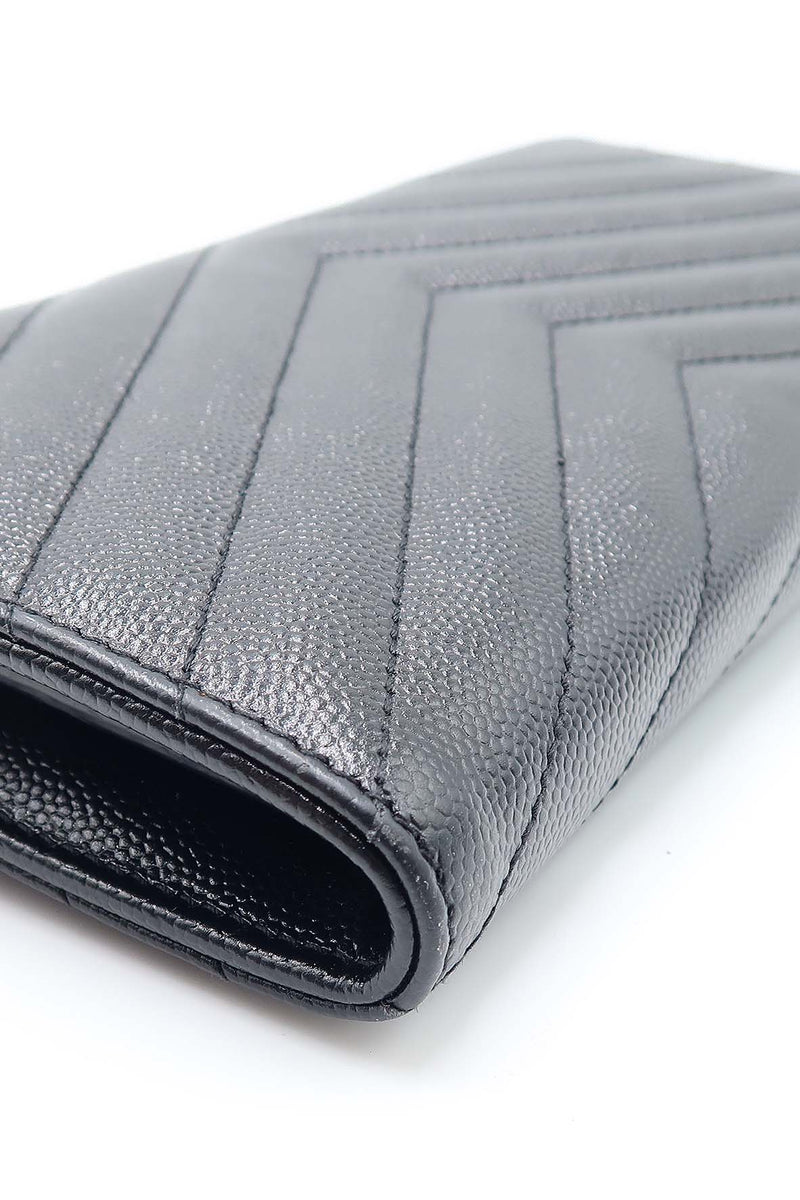 Large Cassander Matelasse Flap Wallet Black
