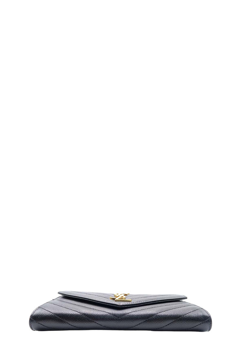 Large Cassander Matelasse Flap Wallet Black