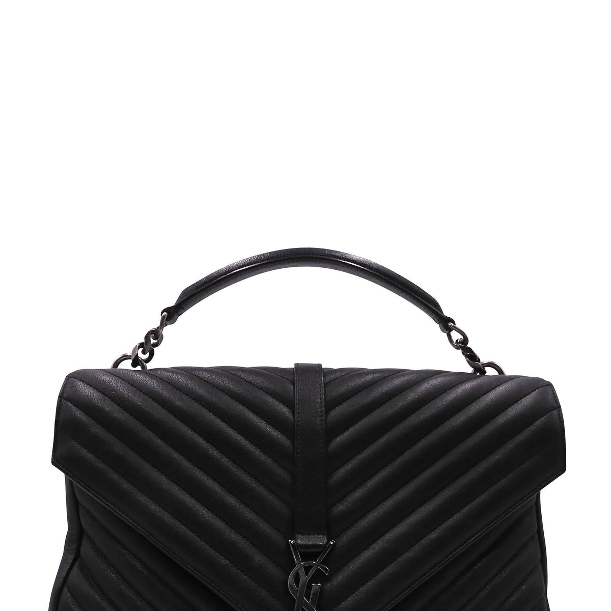 Large Monogram College Bag Dark Grey with Silver Hardware Dark Grey