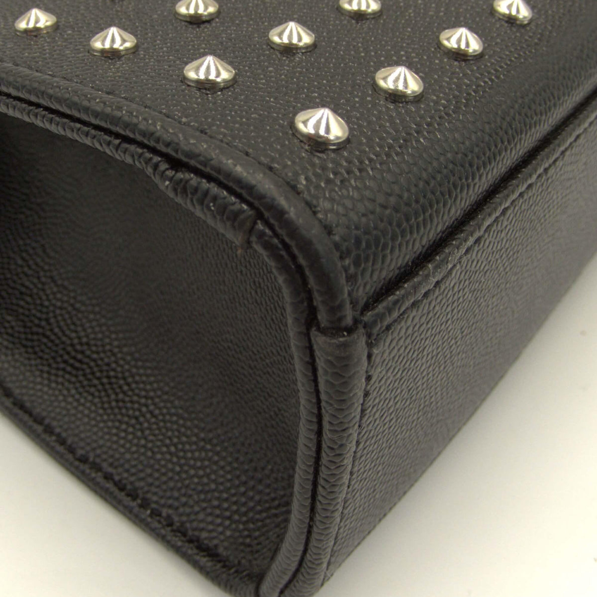 Large Monogram Studded Envelope Bag with Silver Hardware Black