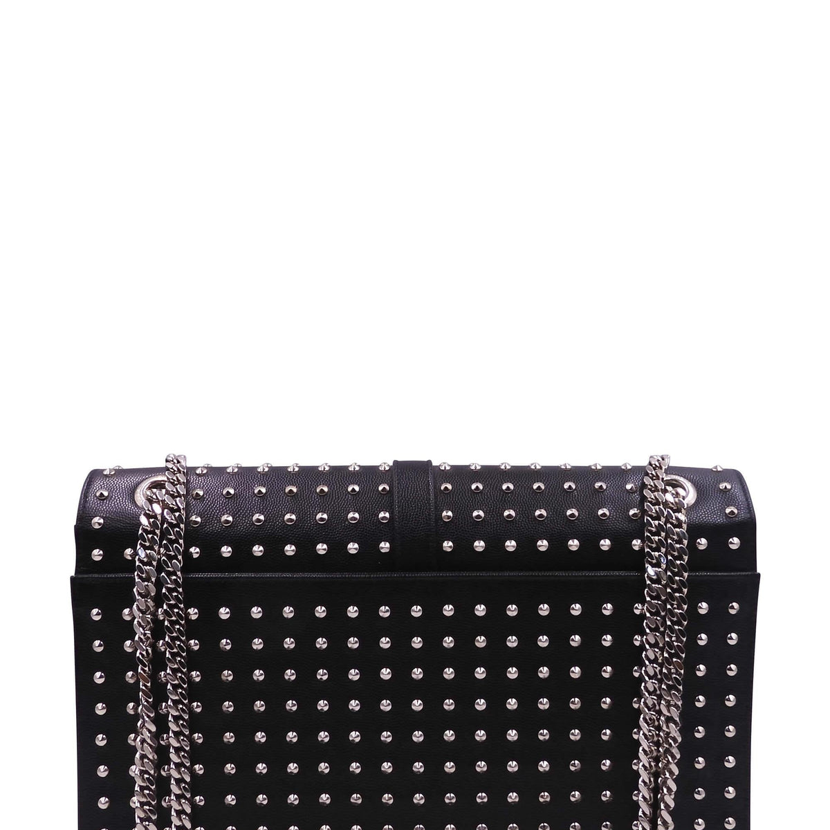 Large Monogram Studded Envelope Bag with Silver Hardware Black