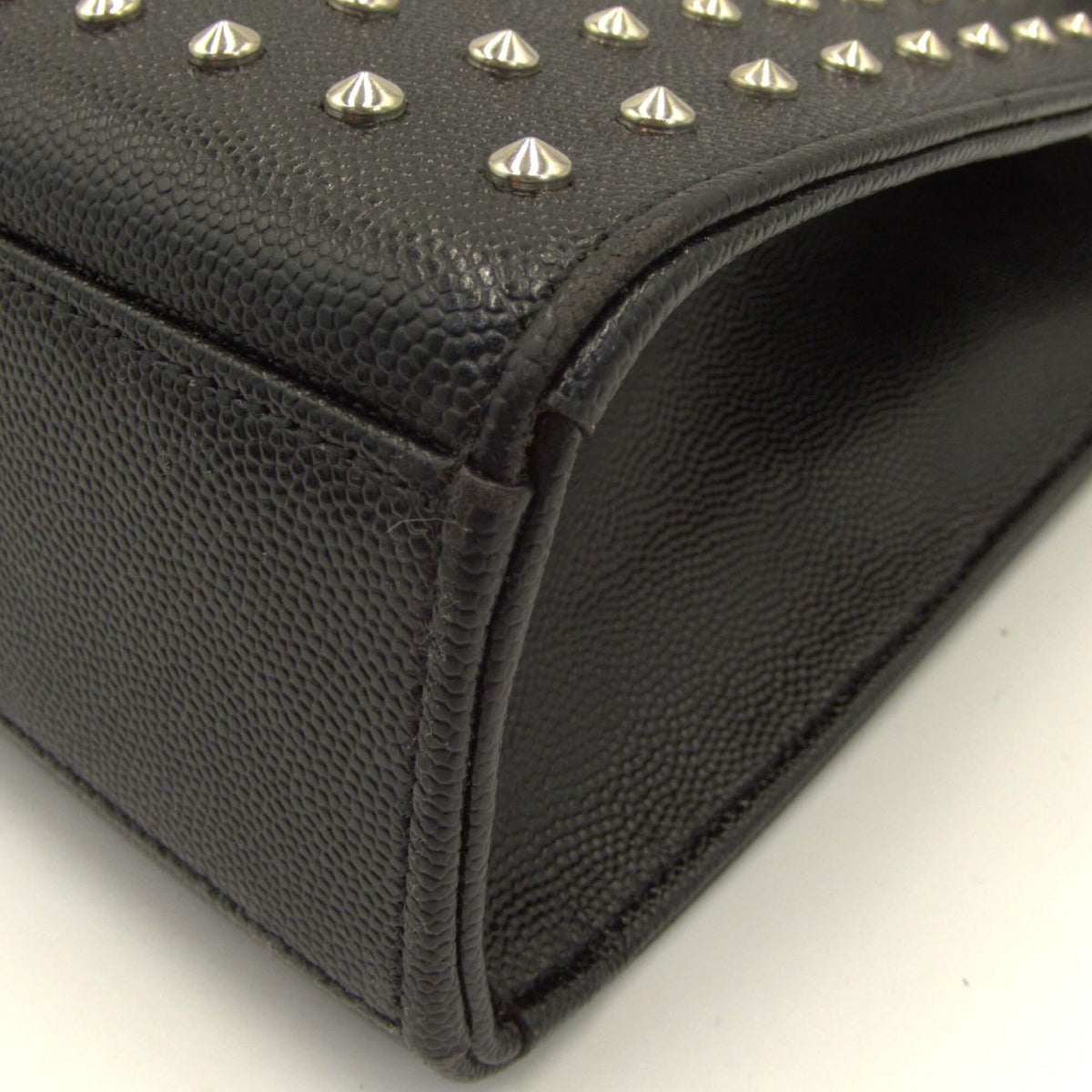 Large Monogram Studded Envelope Bag with Silver Hardware Black