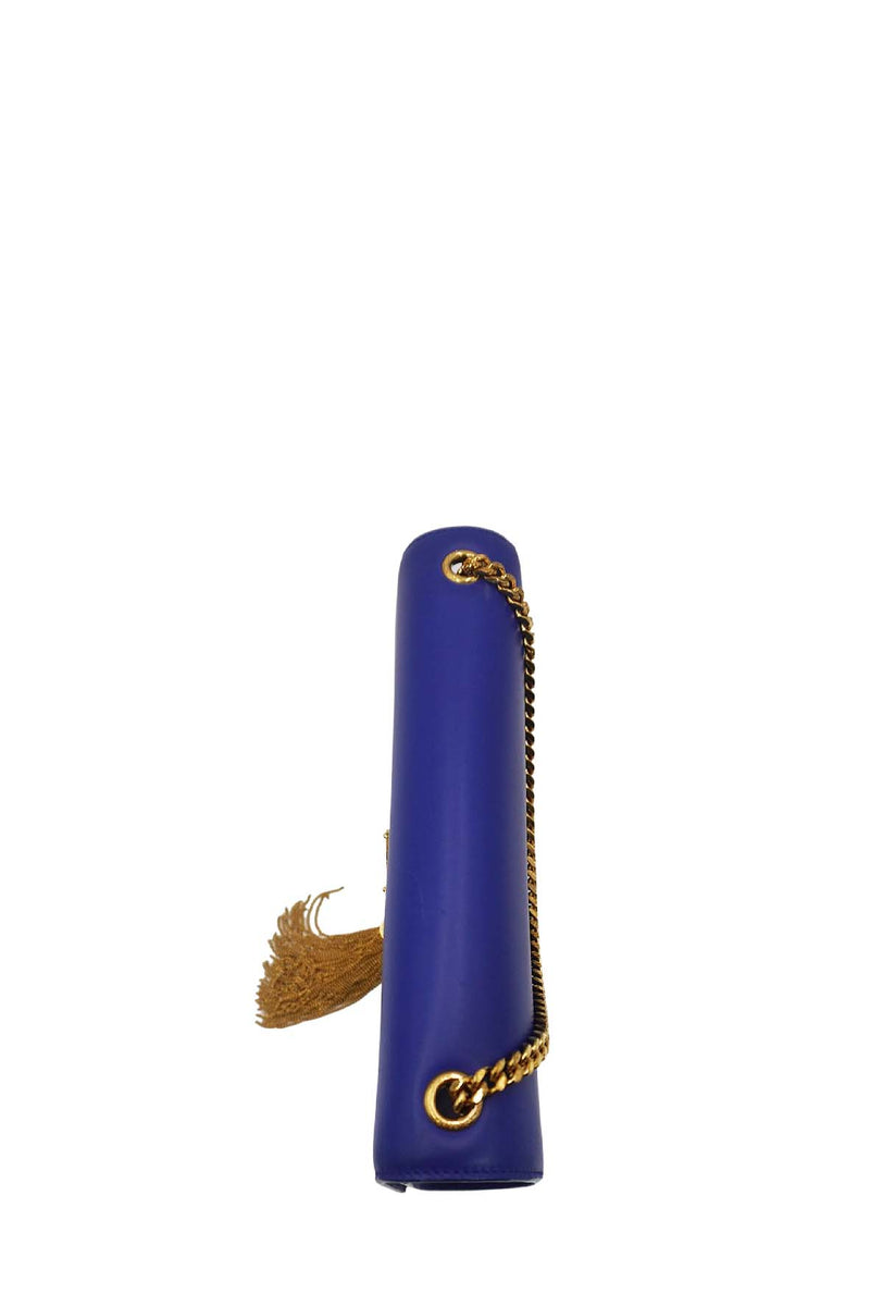 Leather Medium Kate Monogram Tassel Chain Bag with Tassel Blue