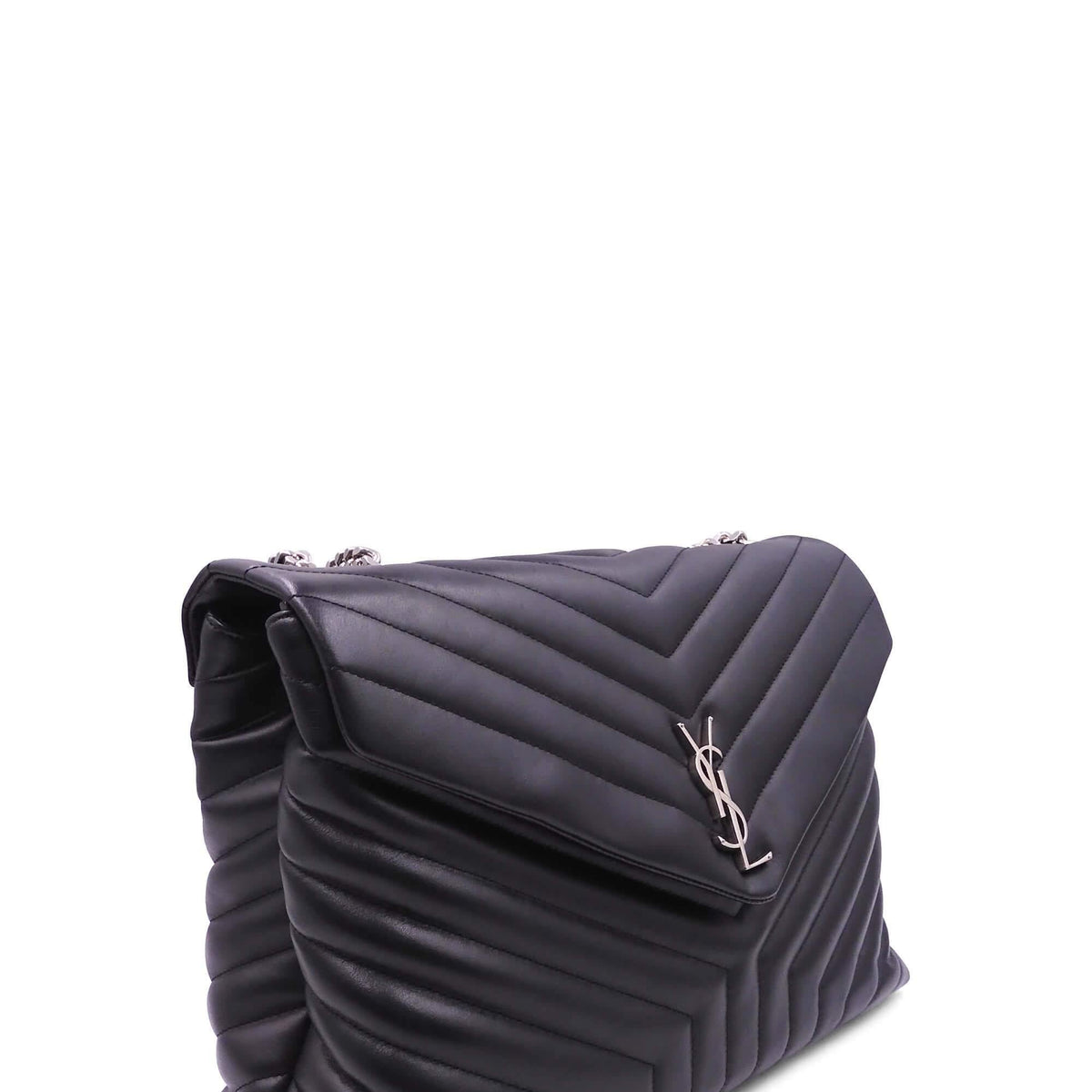 Loulou Large Bag Black with Silver Hardware