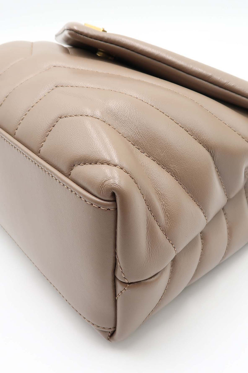 Loulou Small with Gold Hardware Dark Beige