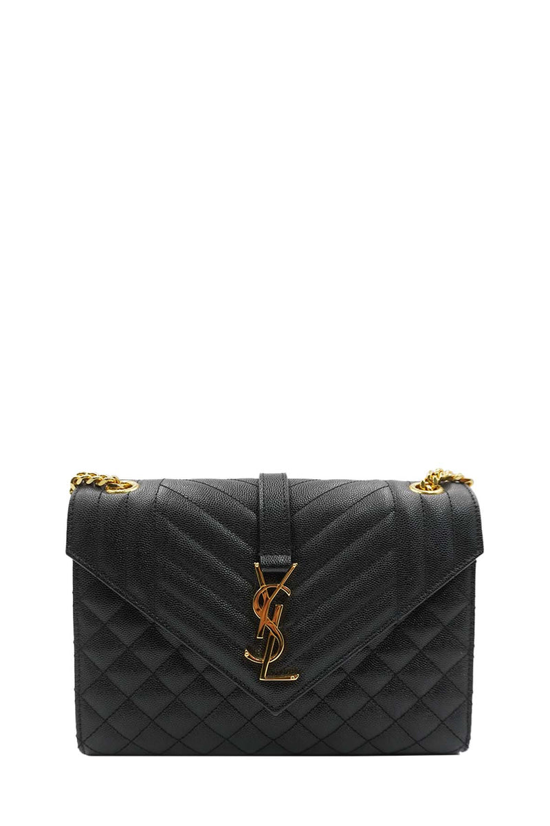 Medium Monogram Triquilt Mix Matalasse Envelope Grained Embossed Leather Black