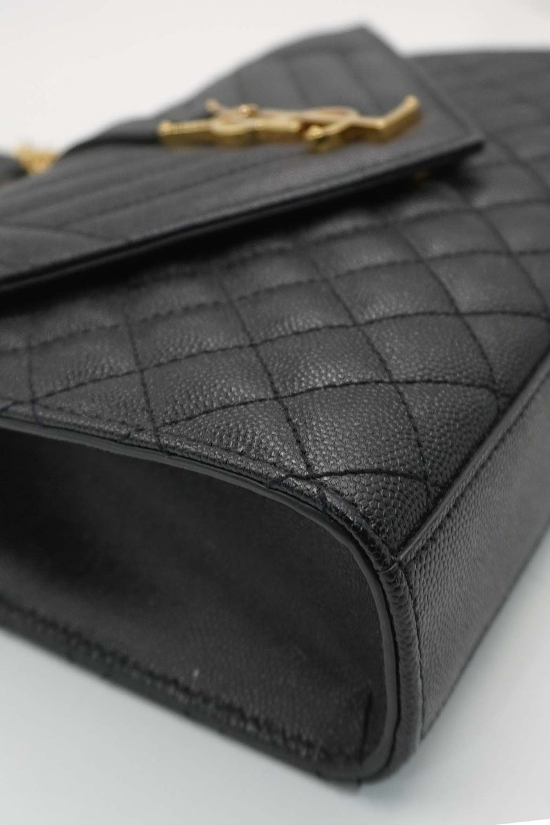 Medium Monogram Triquilt Mix Matalasse Envelope Grained Embossed Leather Black