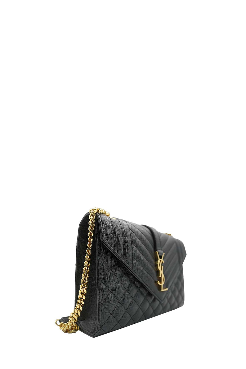 Medium Monogram Triquilt Mix Matalasse Envelope Grained Embossed Leather Black