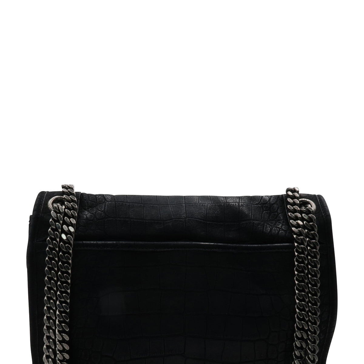 Medium Niki Crocodile Embossed Black