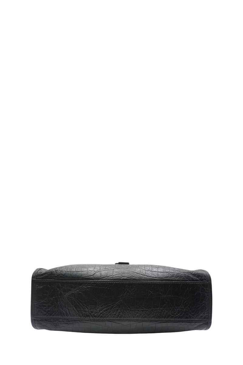 Medium Niki Shopper Tote Crocodile Embossed Leather Black