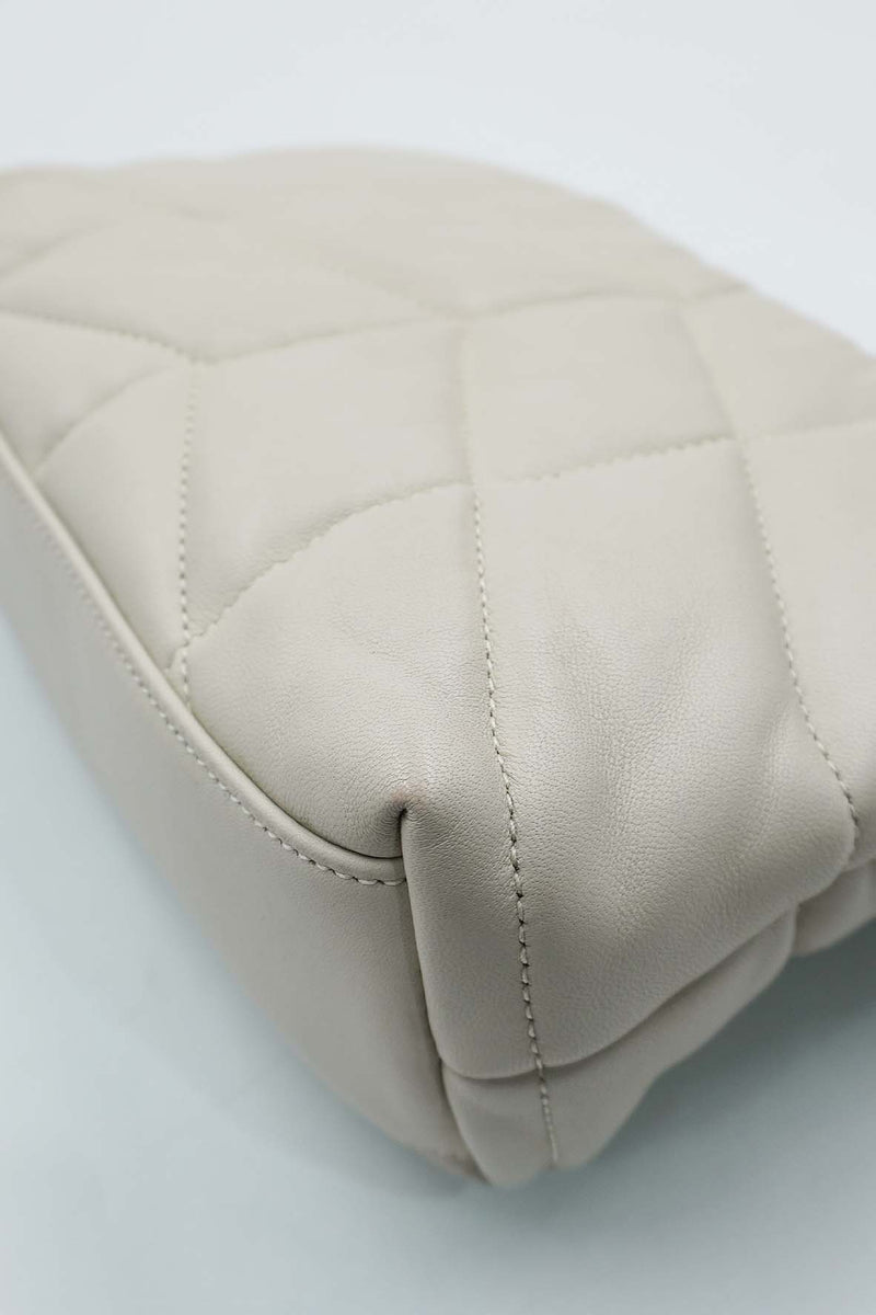 Mini Quilted Puffer Toy Lambskin SHW White