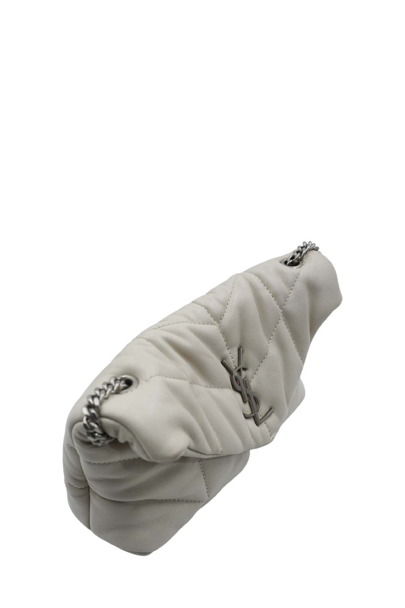Mini Quilted Puffer Toy Lambskin SHW White