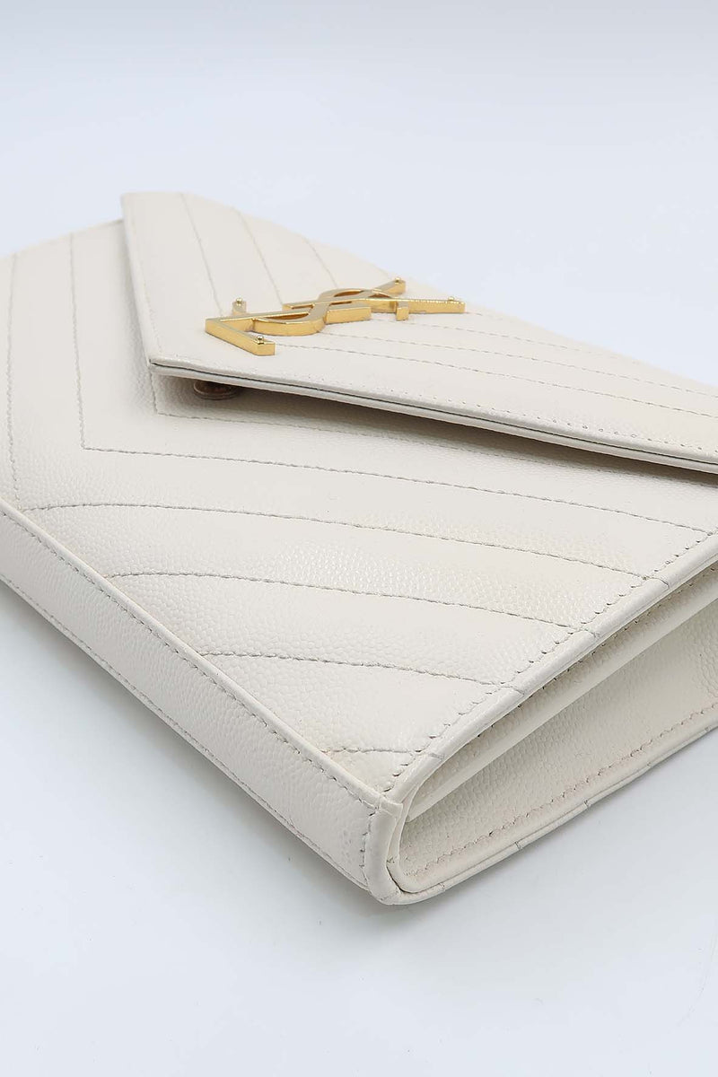 Monogram Chain Wallet White with Gold Hardware White