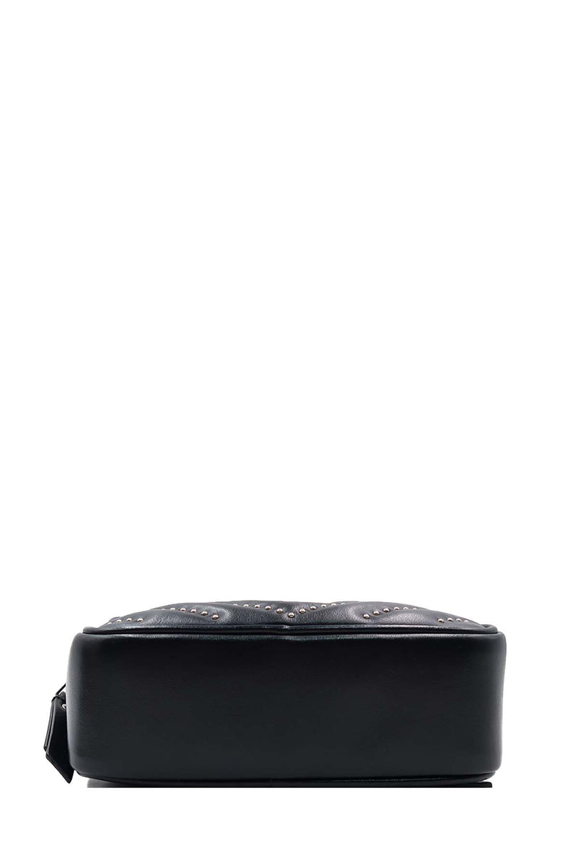 Studded Chevron Quilted Lou Belt Bag Black