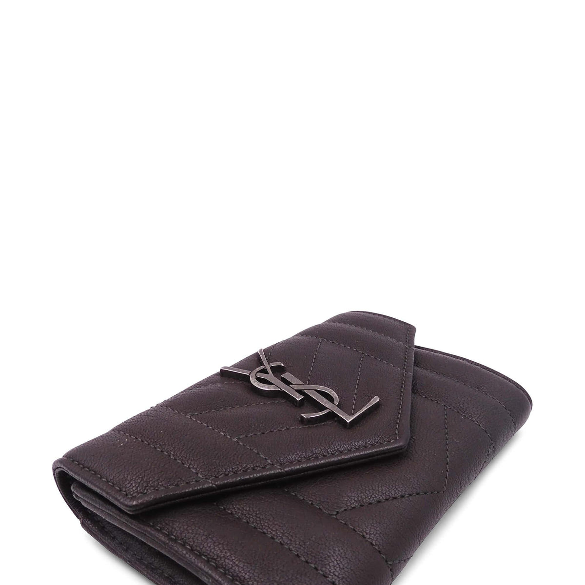 YSL Compact Wallet Dark Brown