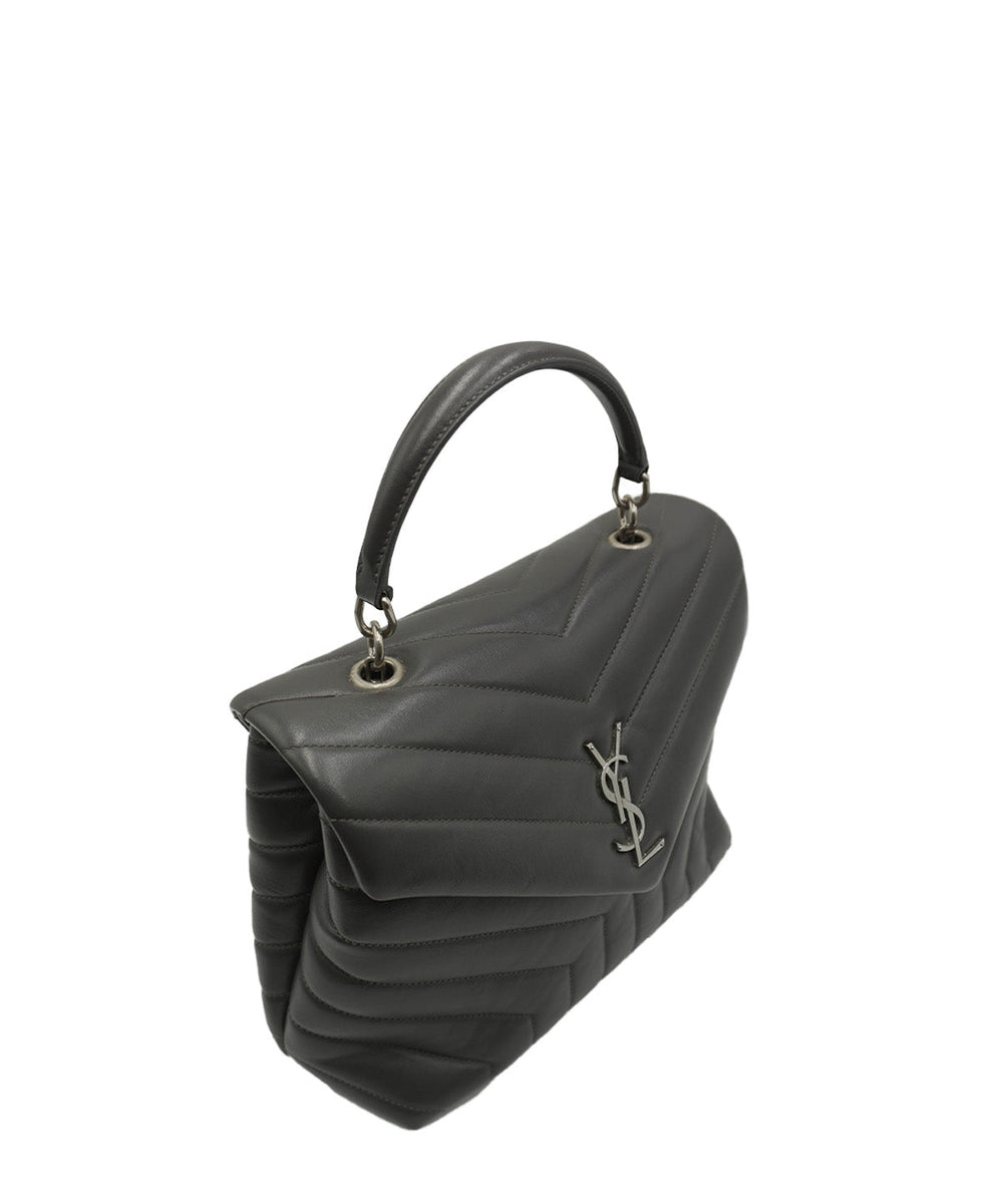 Small Quilted "Y" LouLou Shoulder Bag Grey