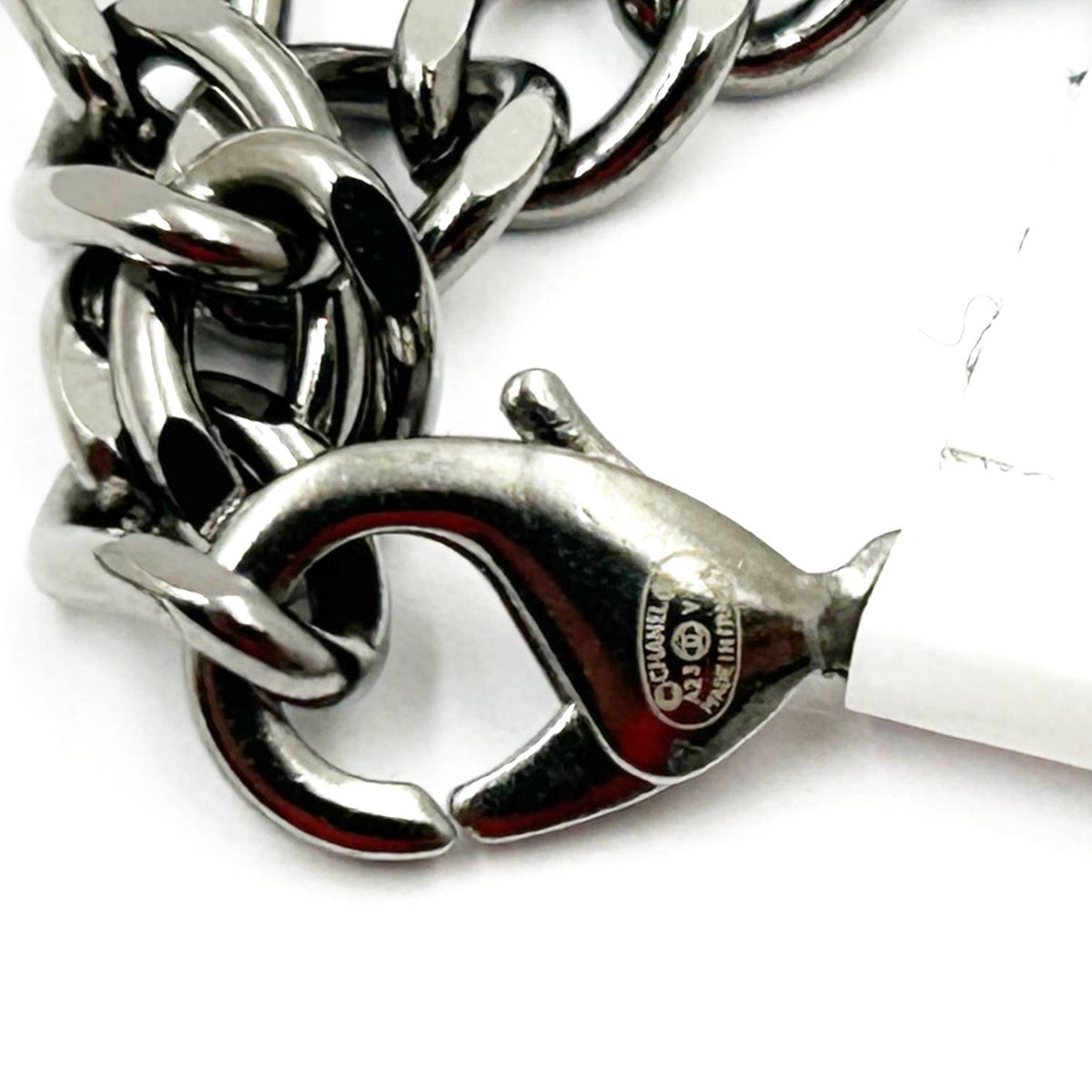 Top Quality Chanel Brand New Silver 5 Crystal Charms Gunmetal Chain Choker Necklace
