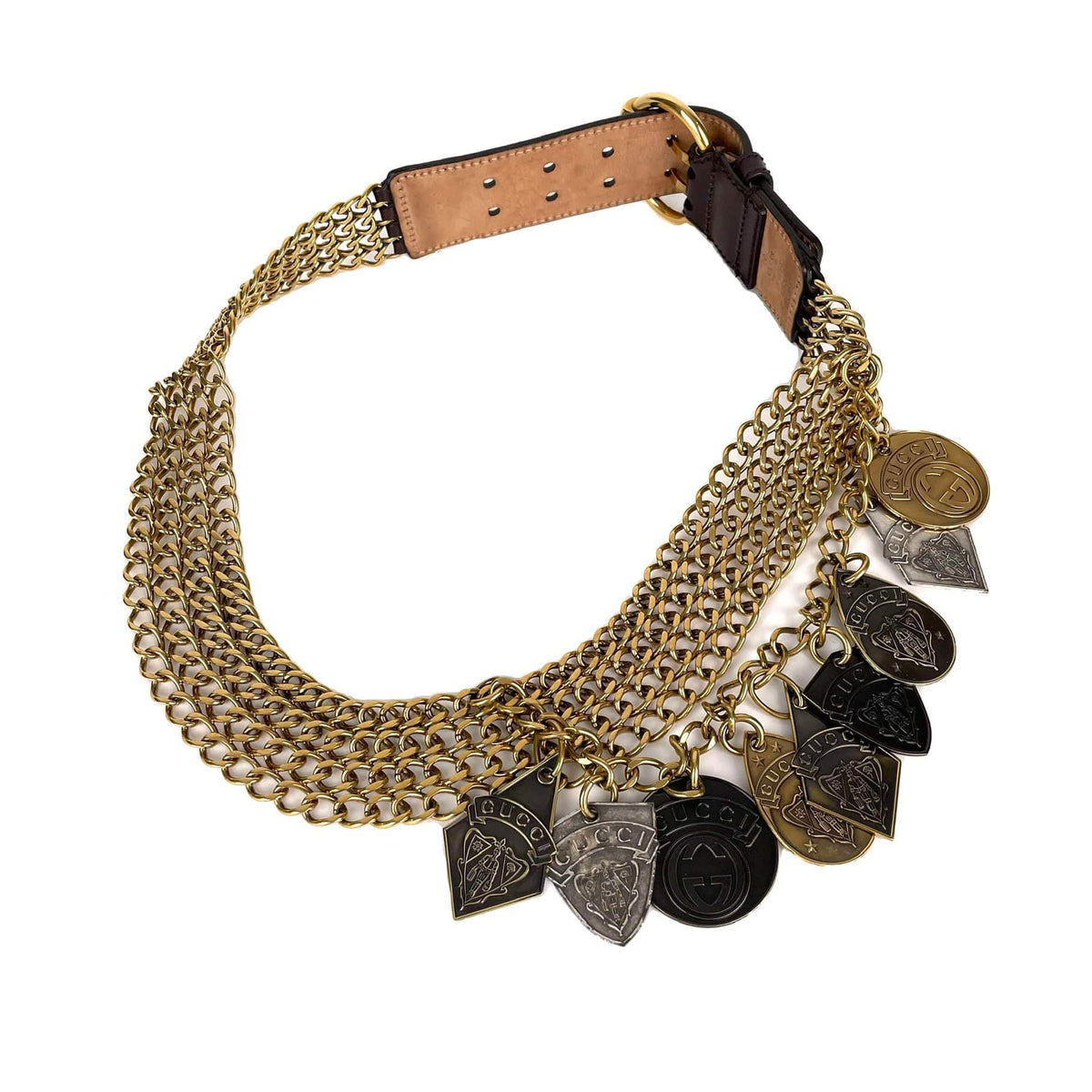 Top Quality Gucci Goldtoned Crest Charms Belt