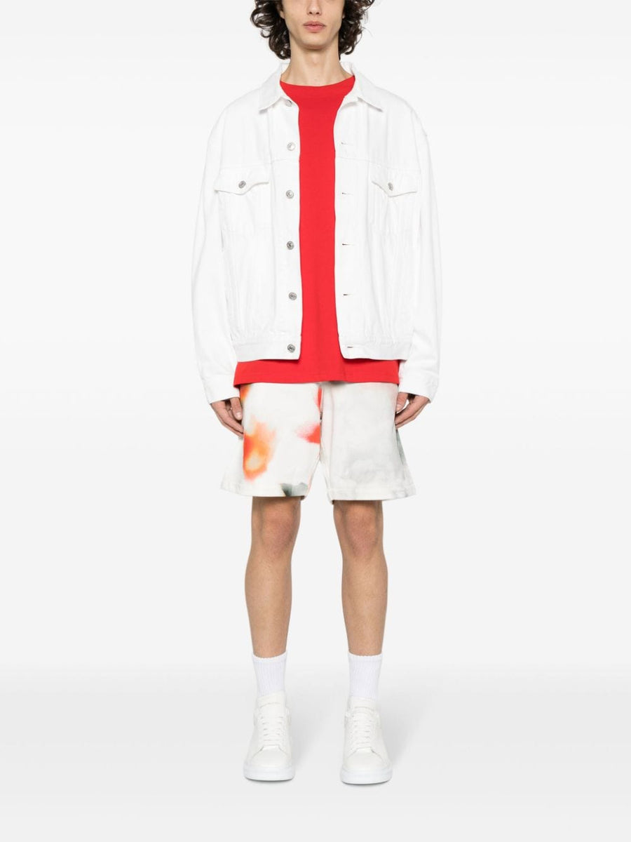 Alexander Mcqueen Men Obscure Flower Cotton Shorts