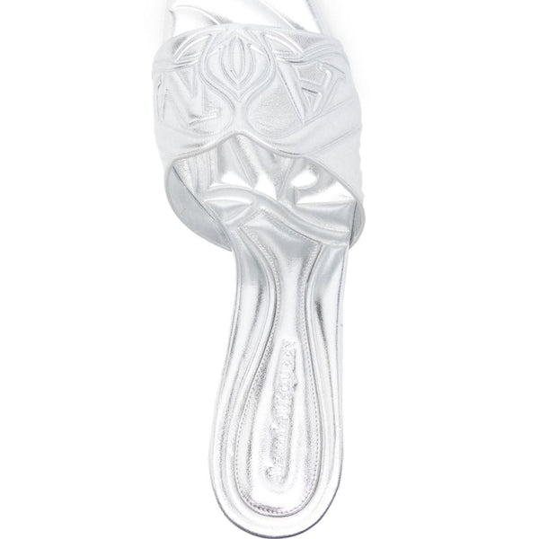 Alexander Mcqueen Women Metallic Leather Heel Sandals