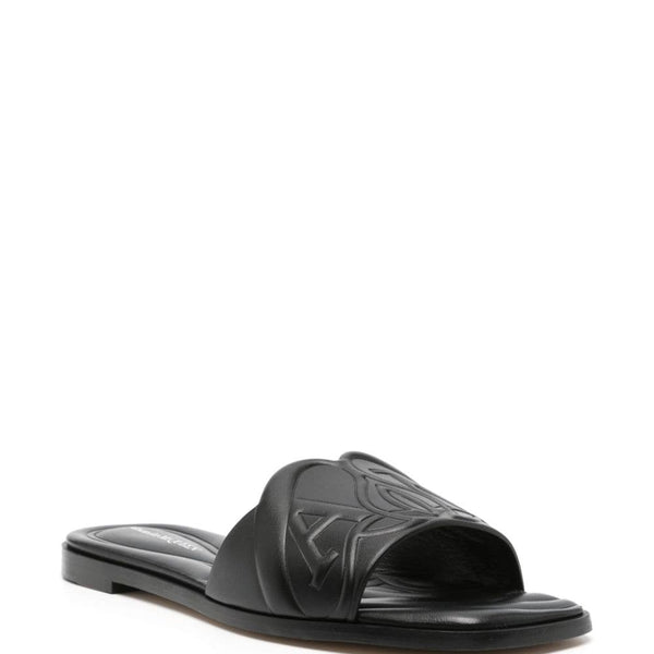 Alexander Mcqueen Women Seal Leather Flat Sandals