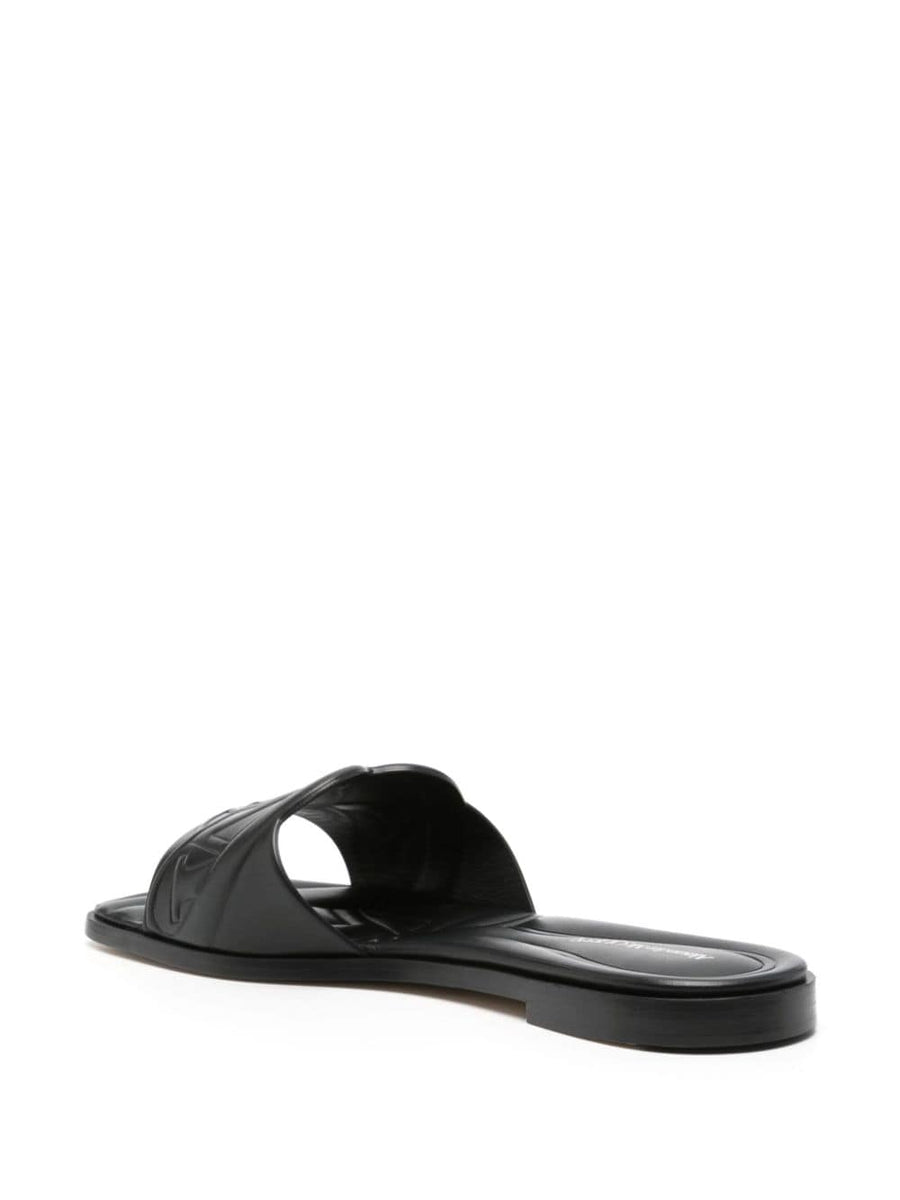 Alexander Mcqueen Women Seal Leather Flat Sandals