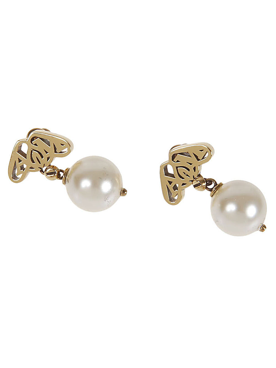 Alexander Mcqueen Women Seal Logo Pearl Earrings