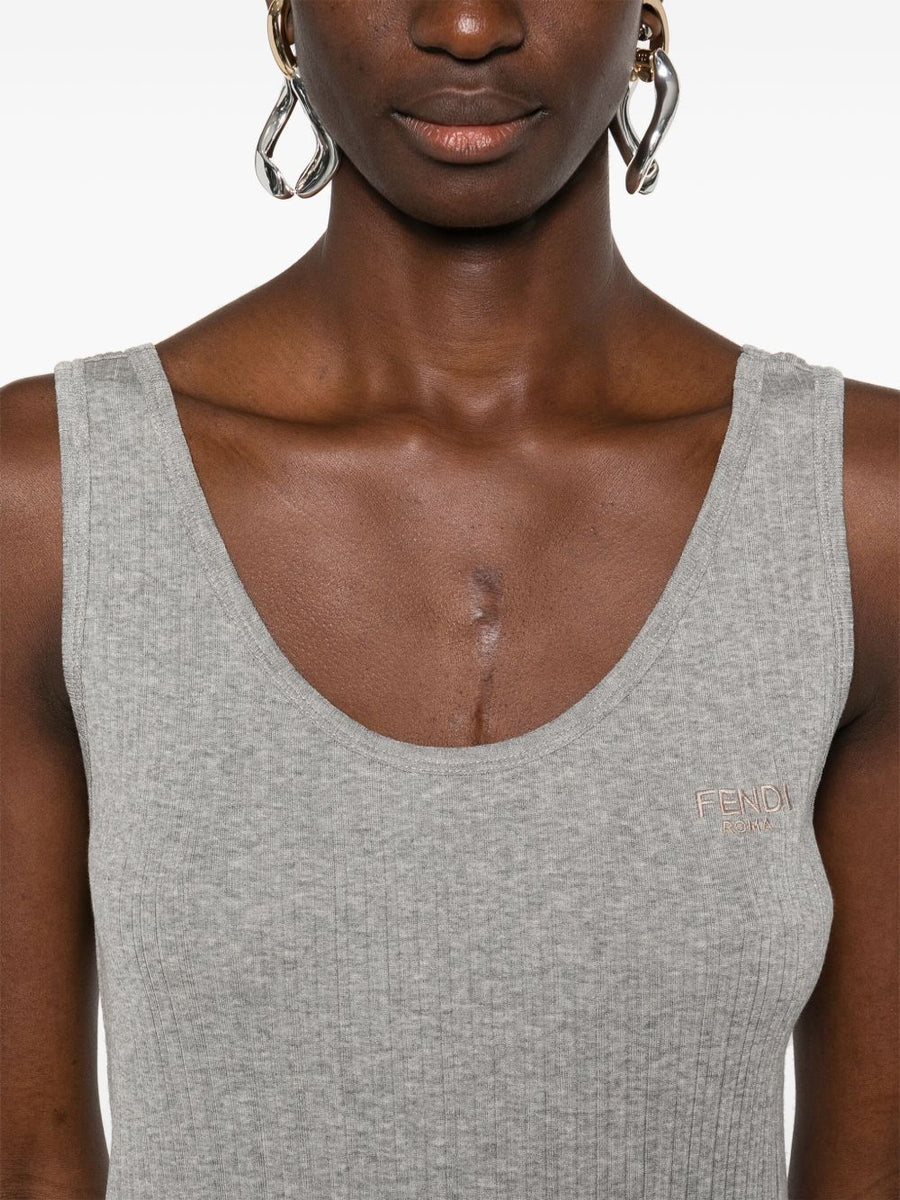 Fendi Women Ribbed Cotton Tank Top