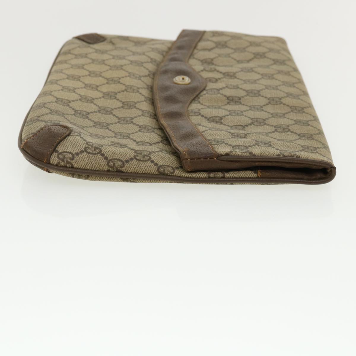 GUCCI GG Canvas Clutch Bag PVC Leather Beige Auth tb478