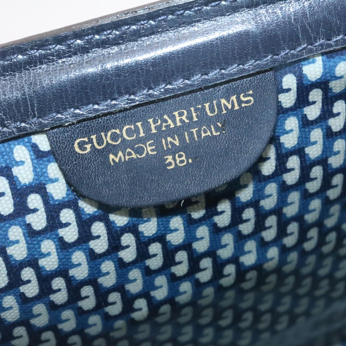 GUCCI Sherry Line Clutch Bag Suede Navy Red Auth am1160s