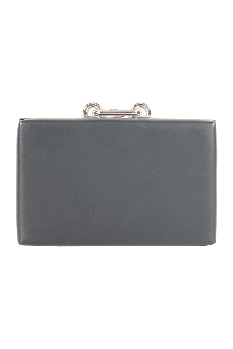 balenciaga black leather with silver clasp clutch