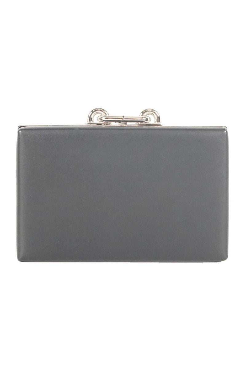 balenciaga black leather with silver clasp clutch