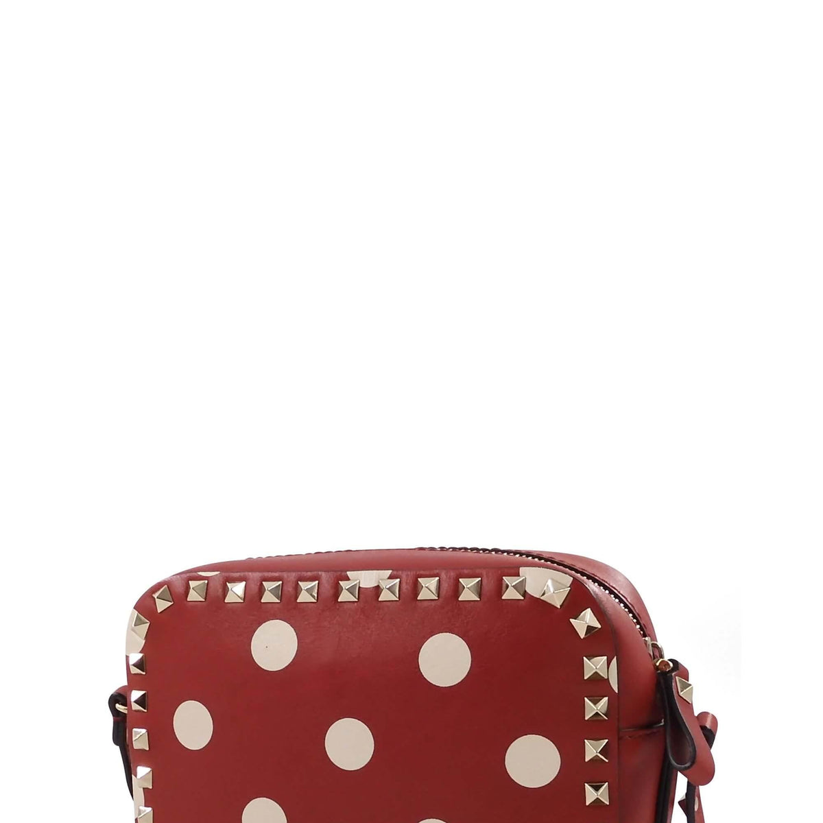 Polka Dot Rockstud Camera Bag Red