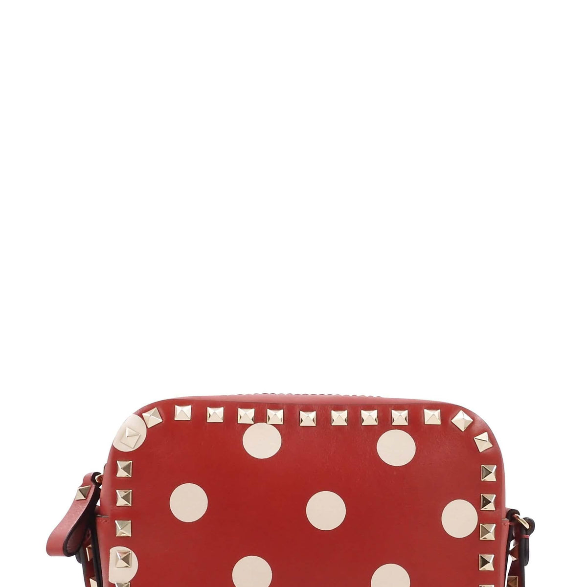 Polka Dot Rockstud Camera Bag Red