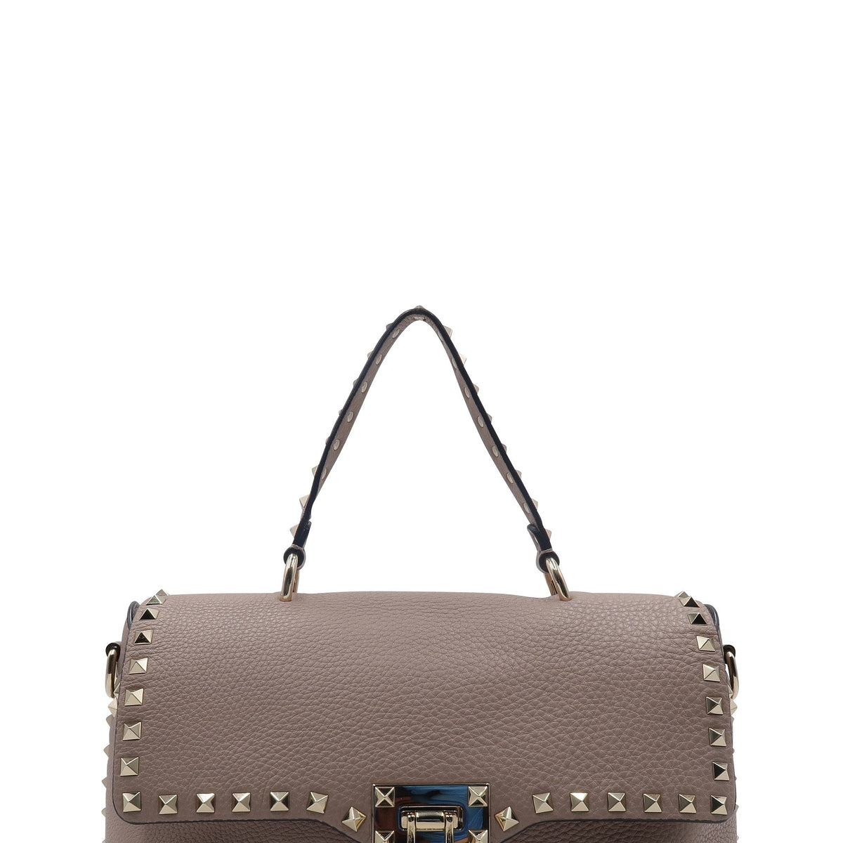 Rockstud Flip Lock Top Handle Bag Pale Taupe